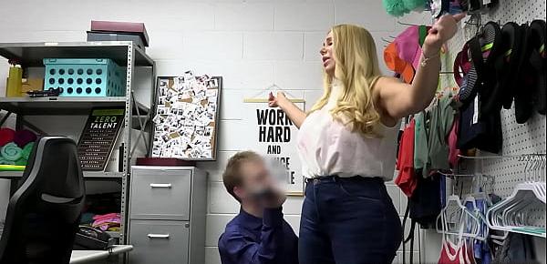 trendsBBW milf Karen Fisher offers her voluptuous body to security officer Jett if he lets her go for stealing jewelry in the store and not involve the police.